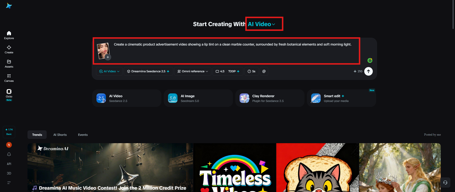 Envie referências e adicione um prompt