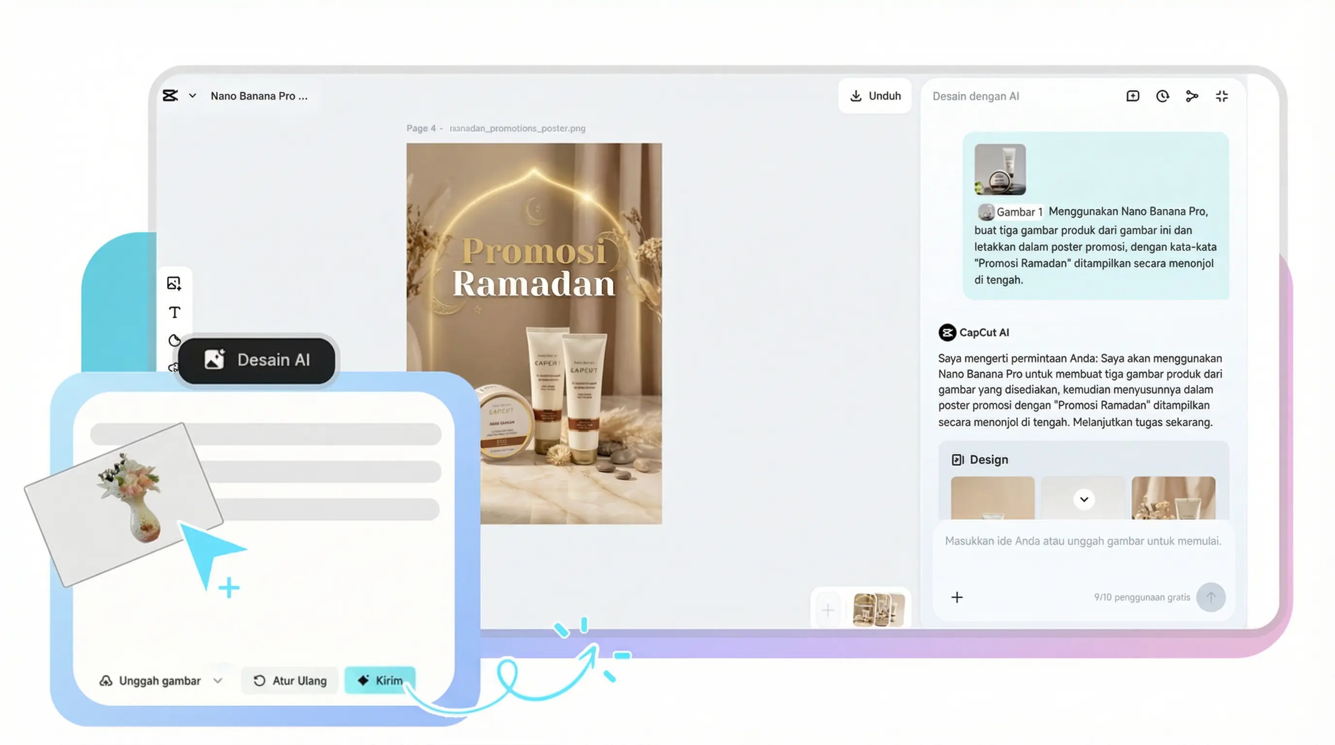 edit desain setelah dihasilkan