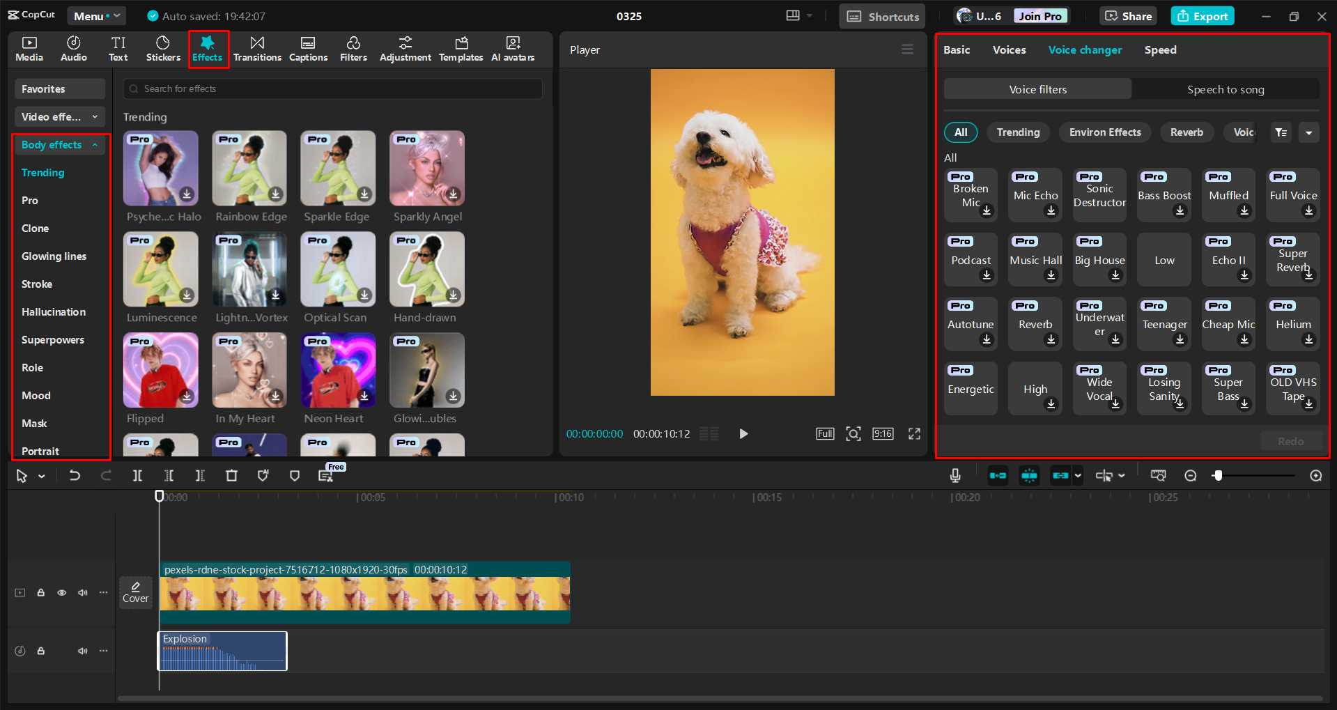 Editing a video in the CapCut desktop video editor