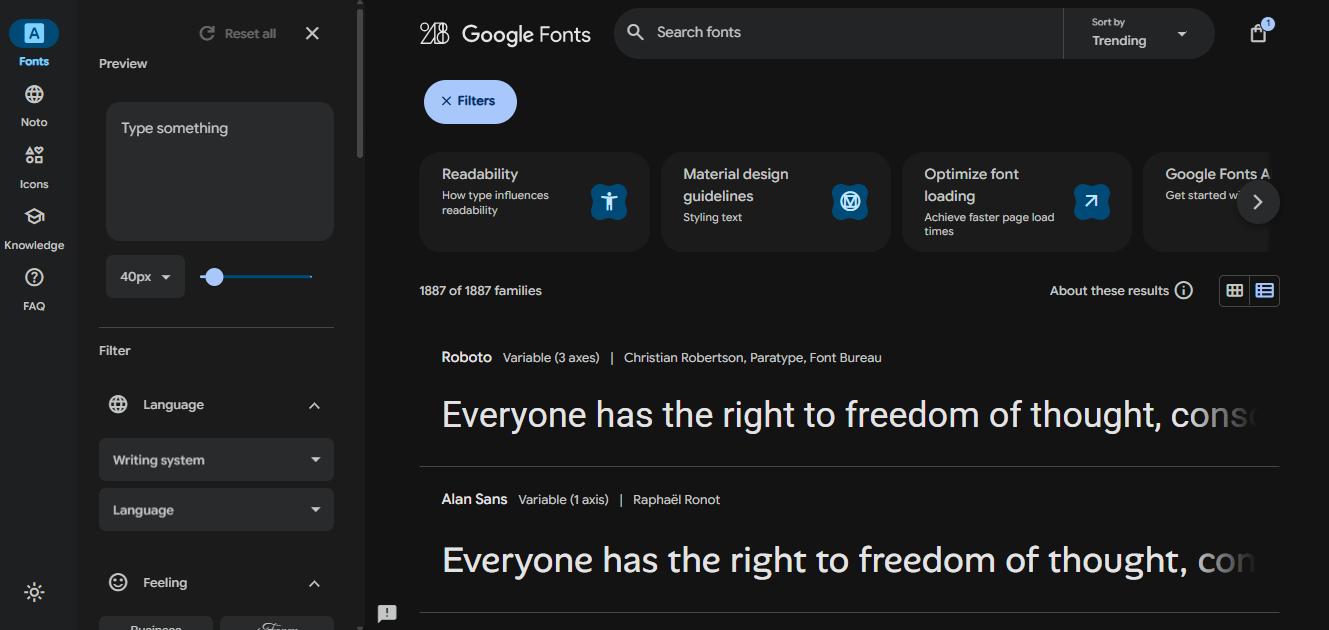 Google Schriftarten