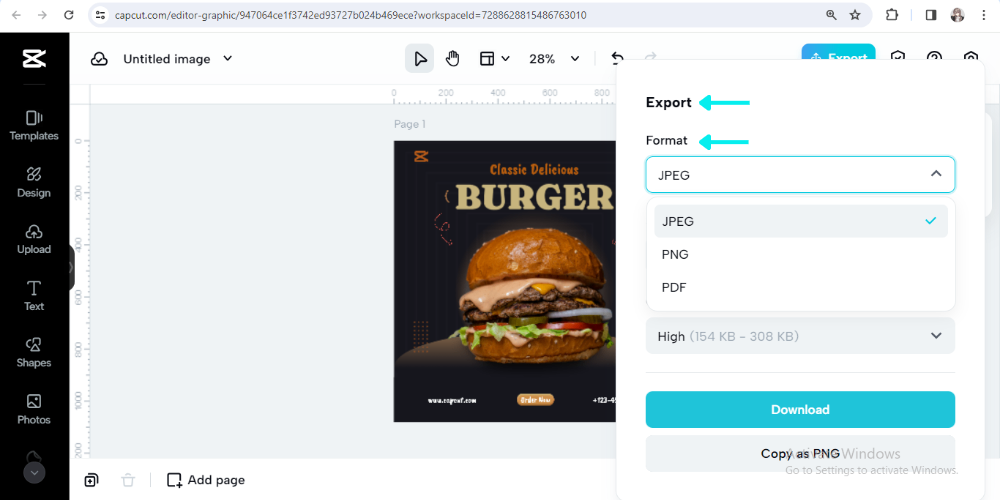 set the file format