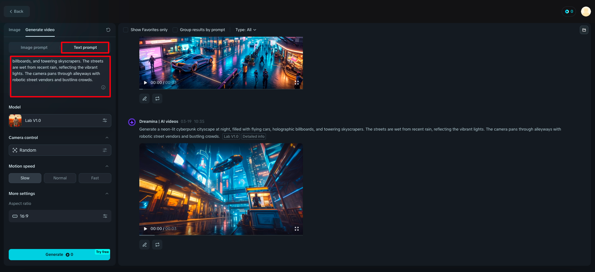 Texto para vídeo animado ai
