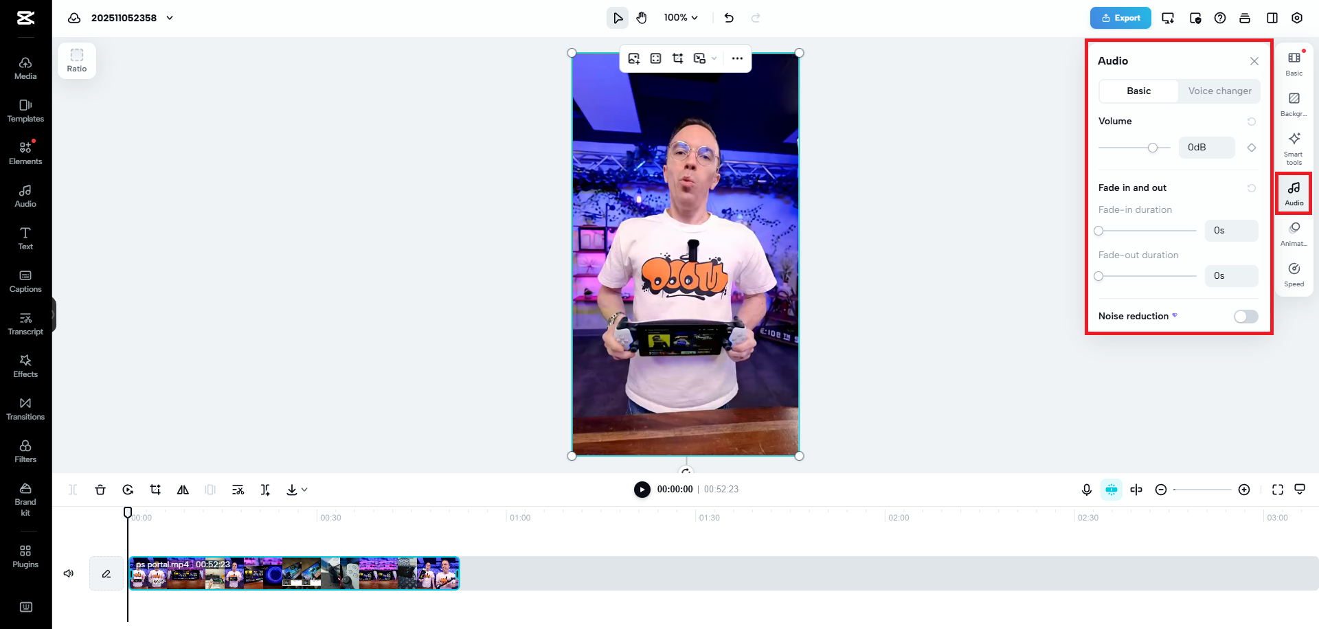 Adjust the audio settings