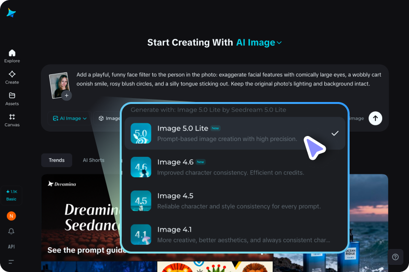  Generate a face filter with Seedream 5.0