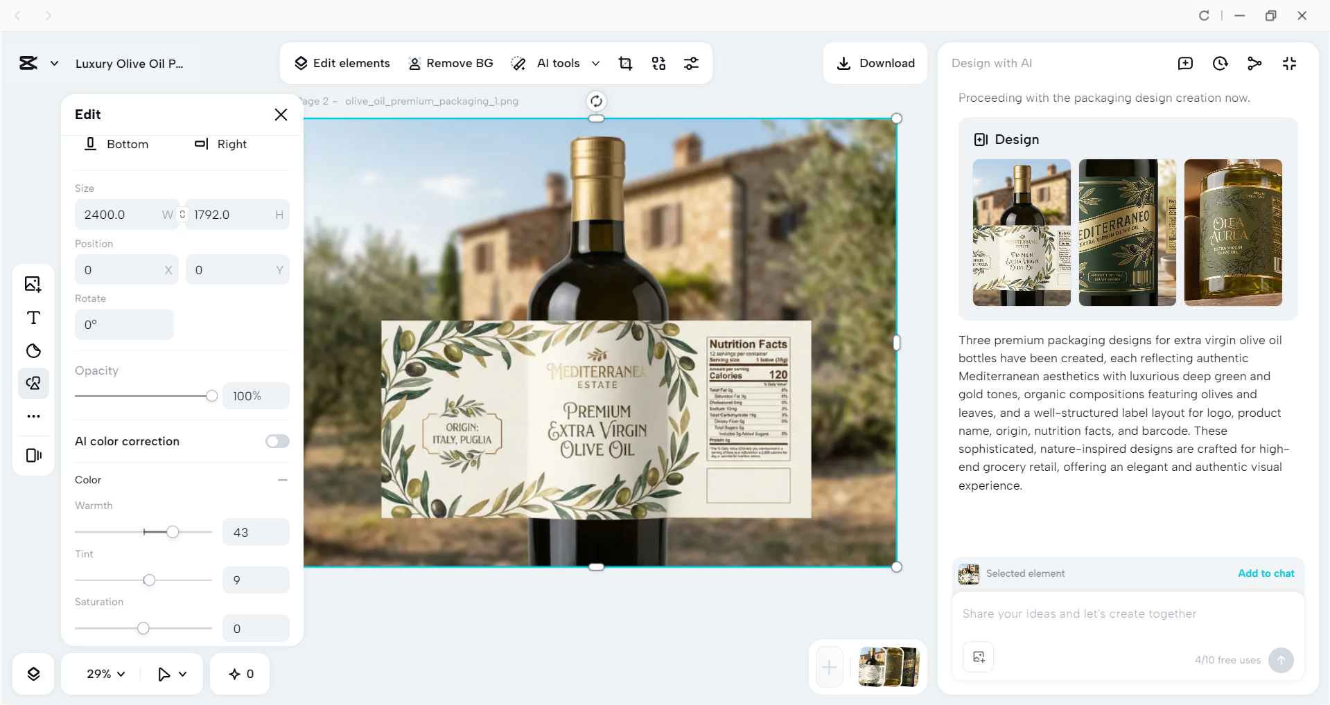 Interface of the CapCut desktop video editor - an AI tool to generate package designs