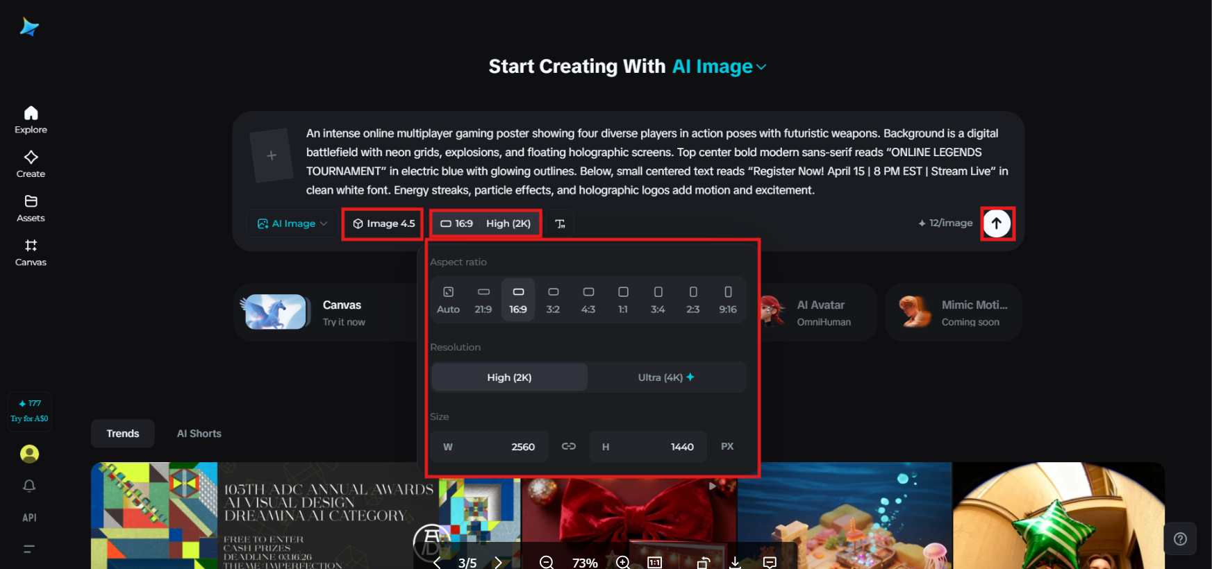 Customize image generation settings