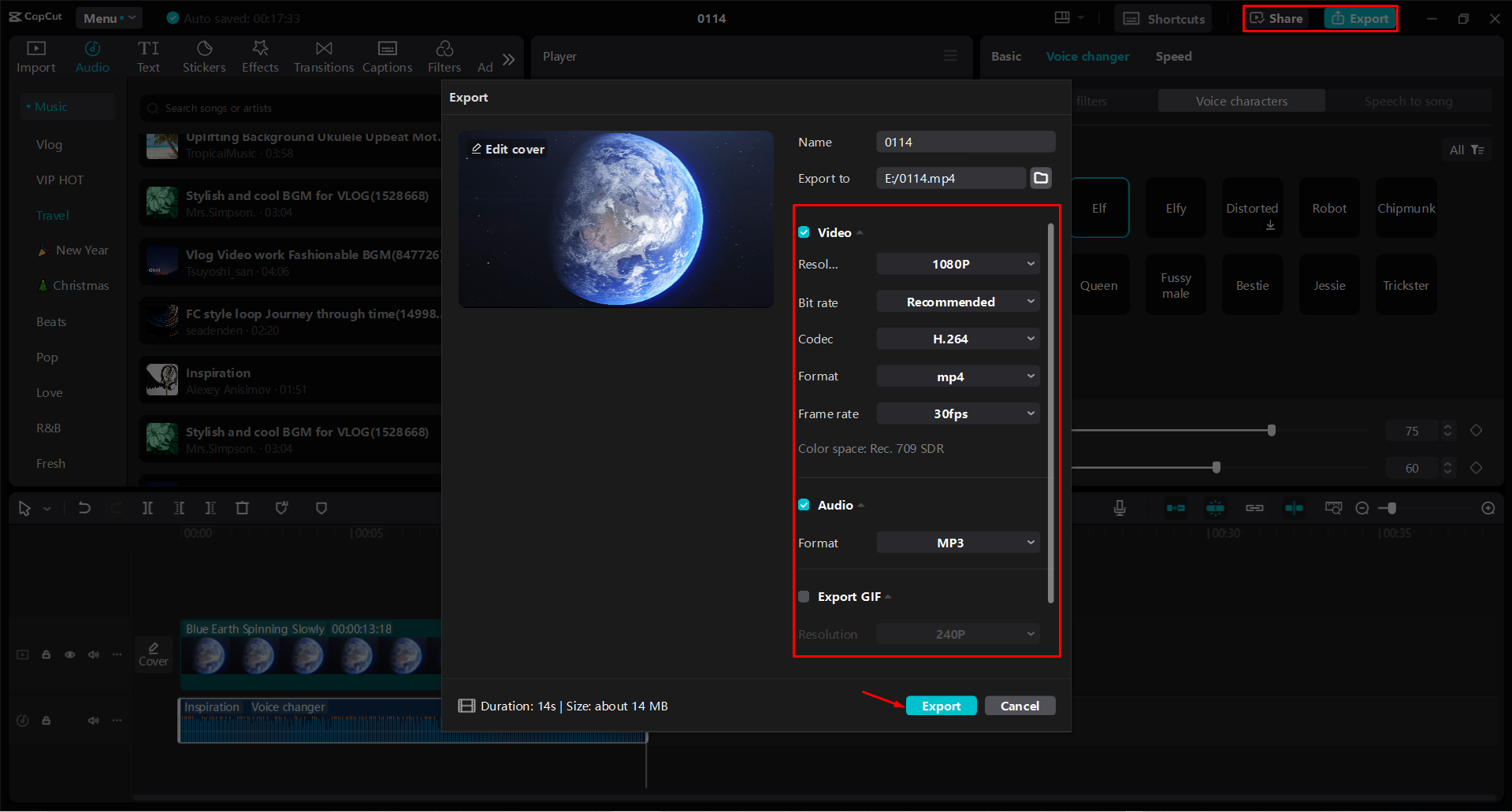 Esportazione di un video dall' CapCut editor video desktop