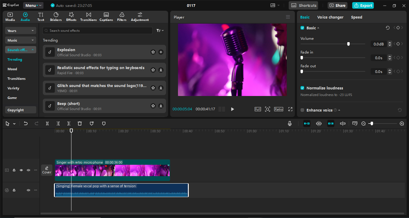 Interface de CapCut éditeur vidéo de bureau - le meilleur outil pour améliorer les publicités vidéo musicales YouTube