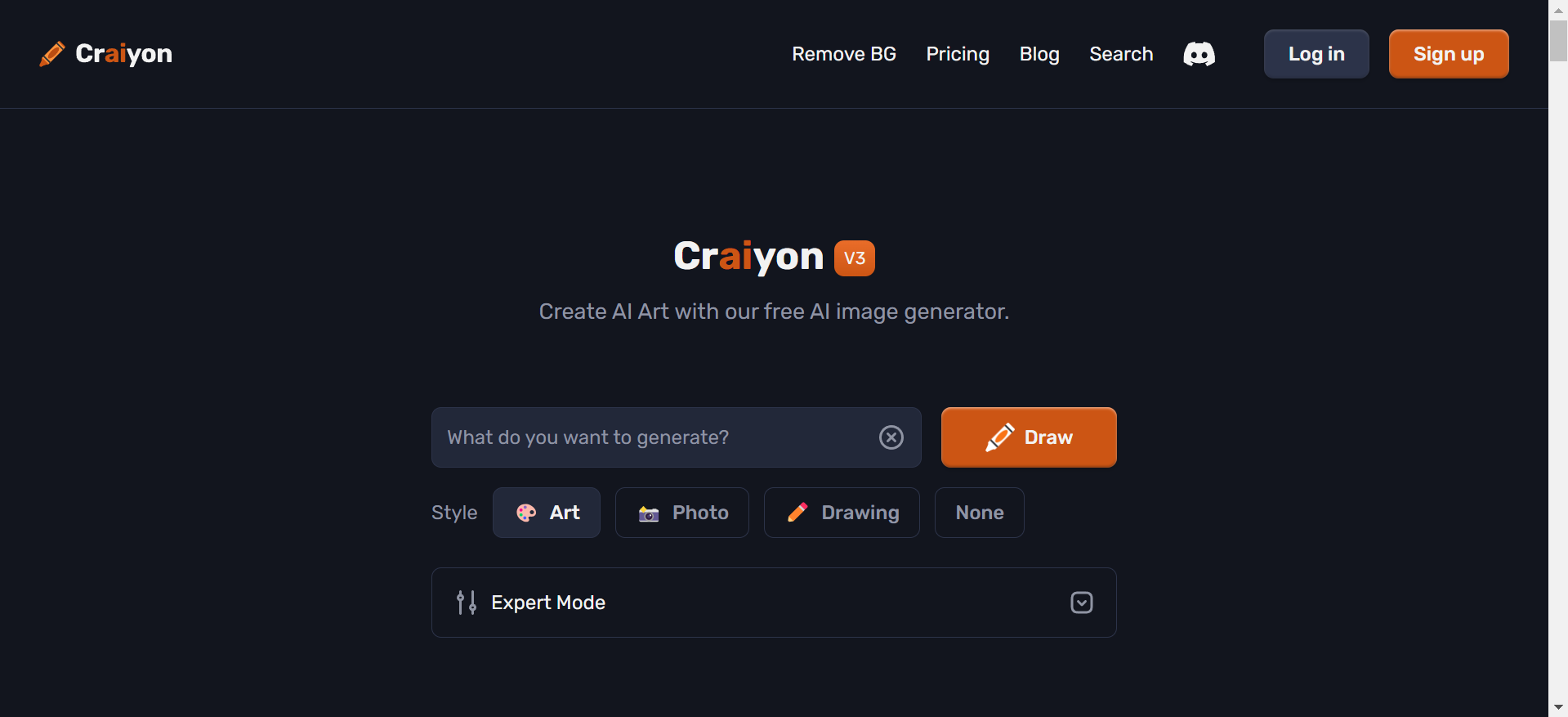 Imagen que muestra la interfaz del generador Craiyon