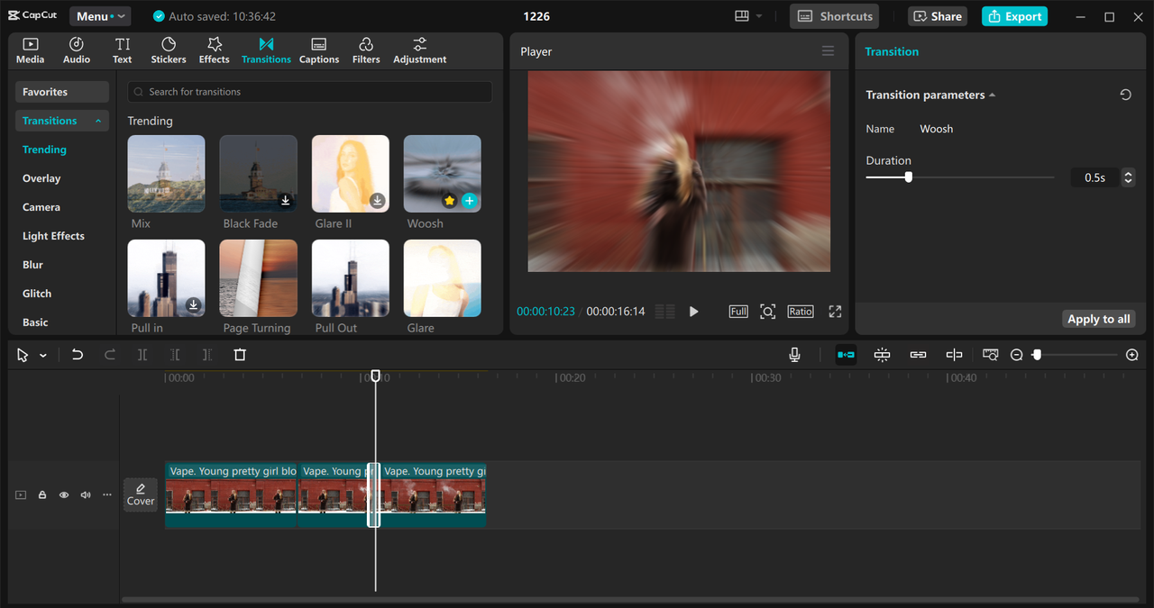Interface of CapCut desktop video editor - an effective tool that helps you to stitch 2 videos together