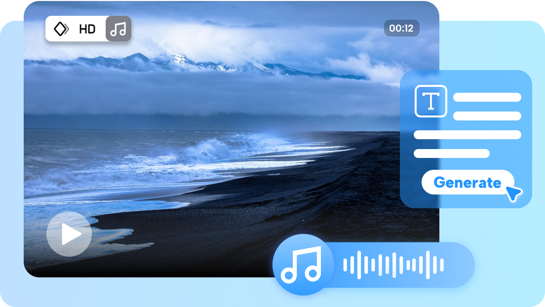  テキストから背景音楽付きのビデオを生成する