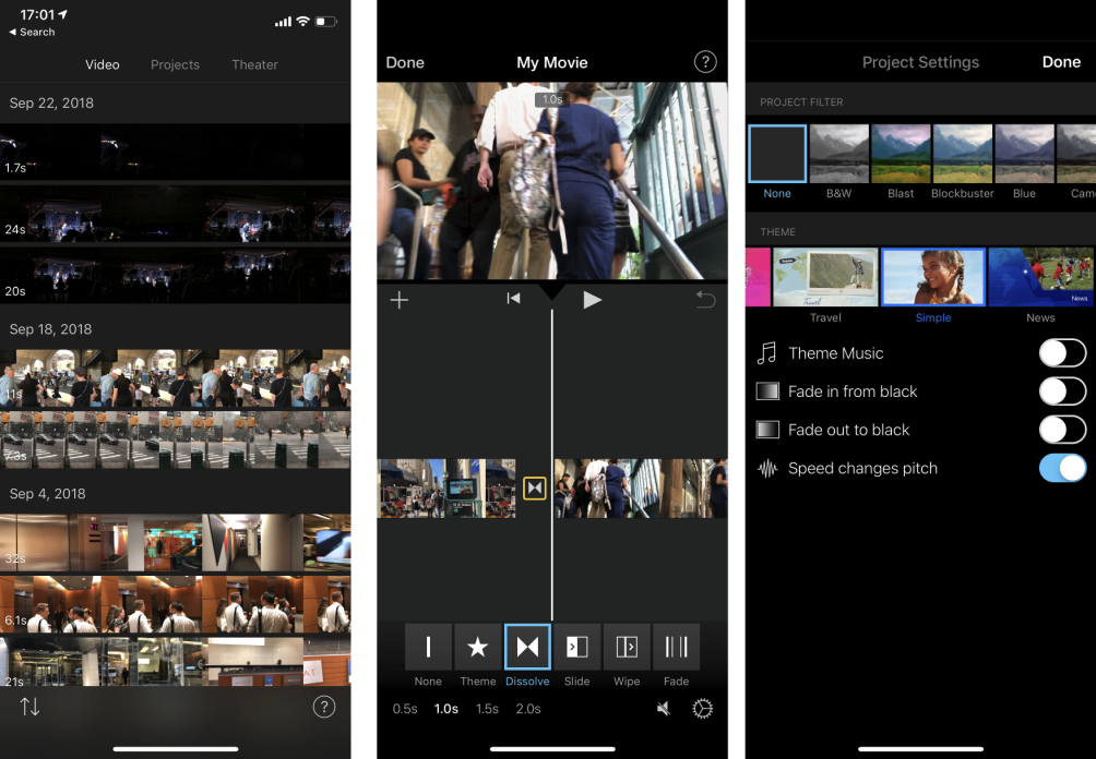 ממשק של iMovie - אחד מעורכי הווידאו החינמיים הטובים ביותר ב- Reddit