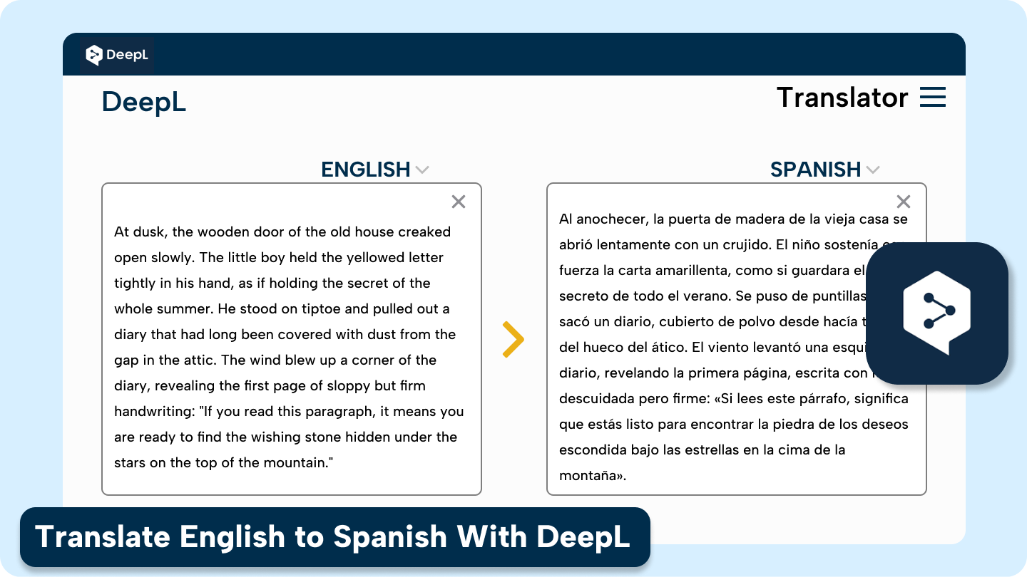 deepl translate english to spanish