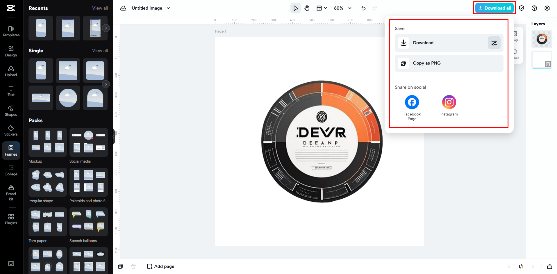 Downloading the logo from CapCut Web
