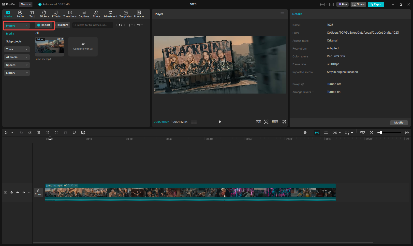 import youtube video to capcut