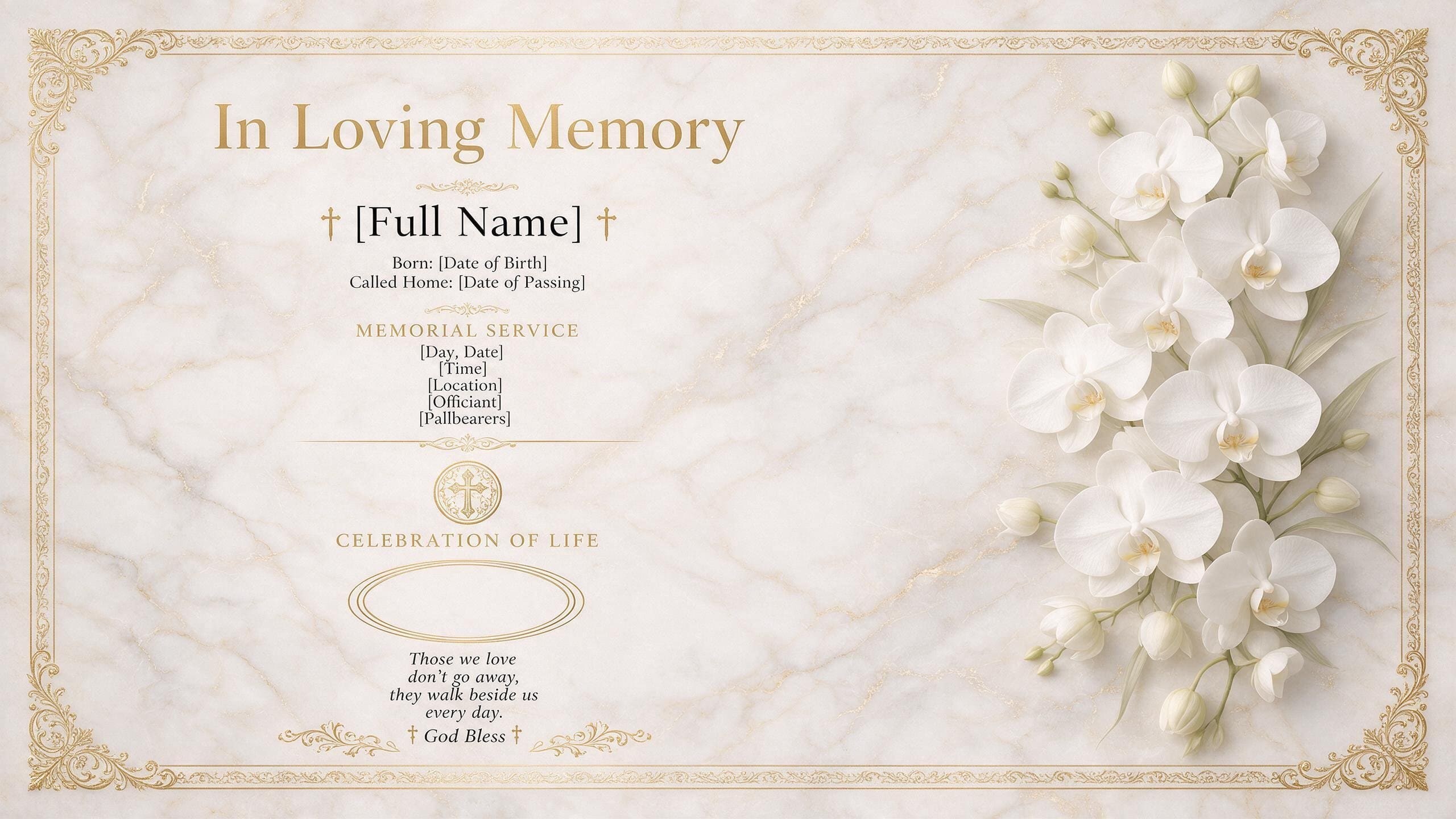 Klassische bedruckbare Tribute-Karte Design prompt