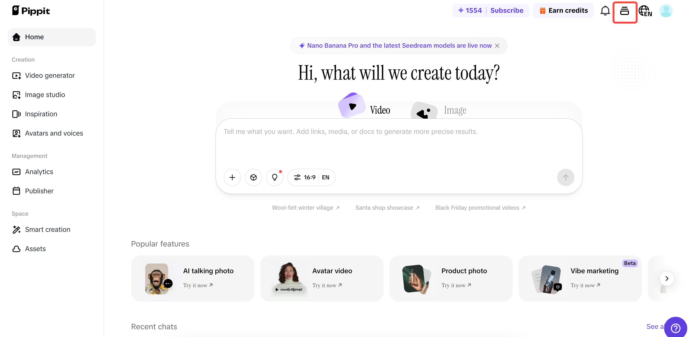 Go to the "Completed tasks" space