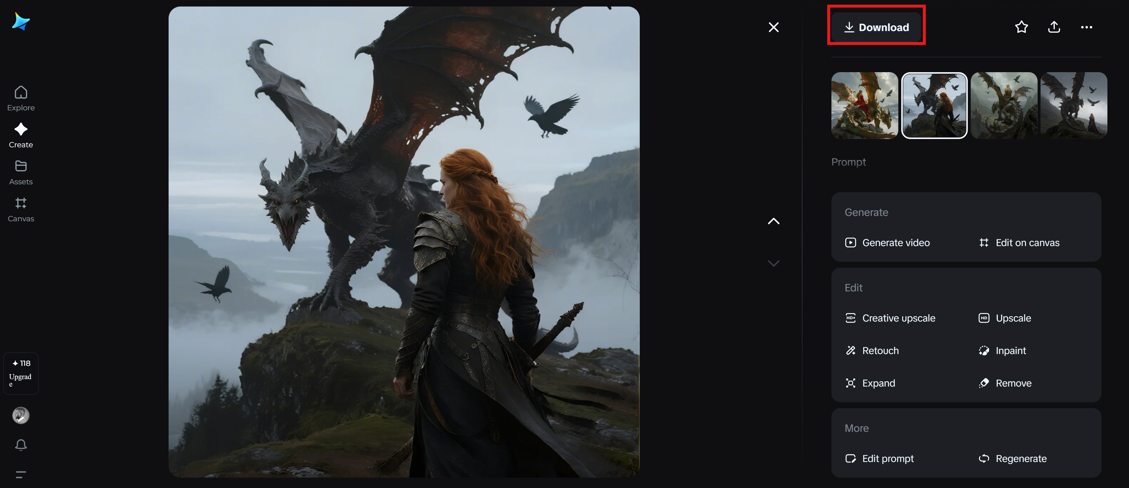 Conteúdo gerado por IA do Dreamina