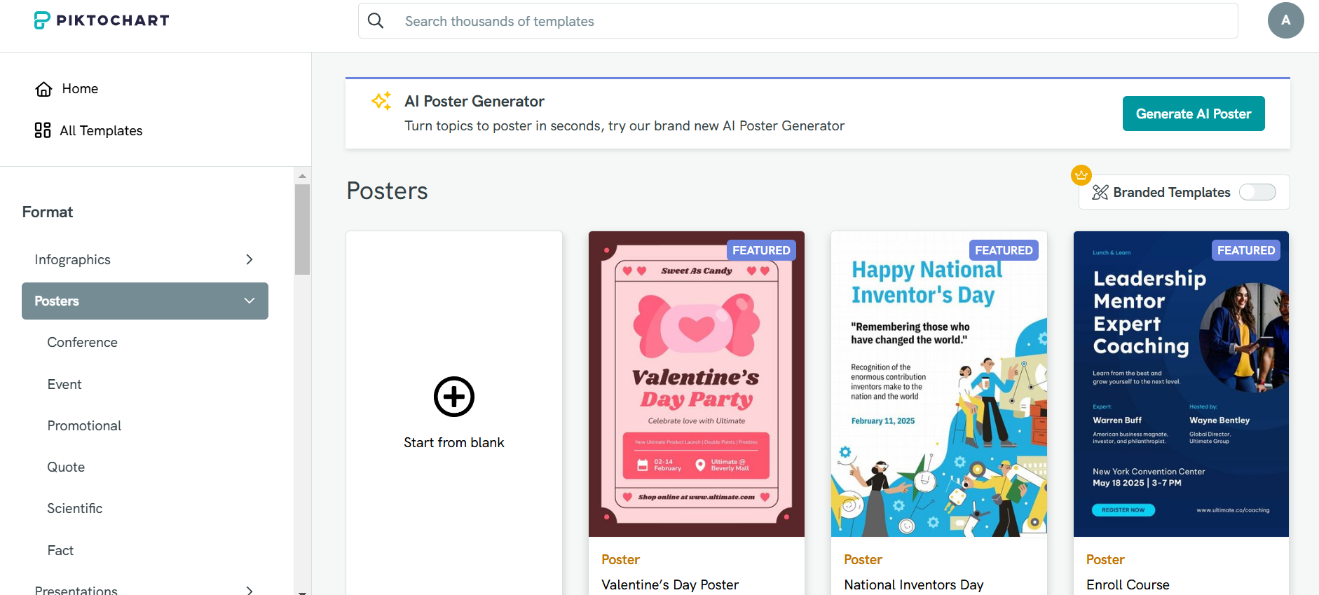 Piktochart interface