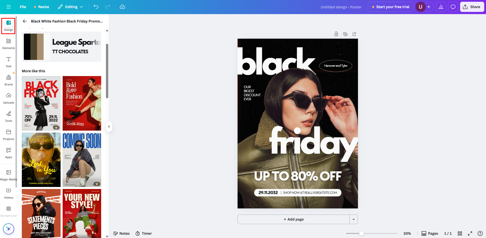 Choosing a Canva poster design template