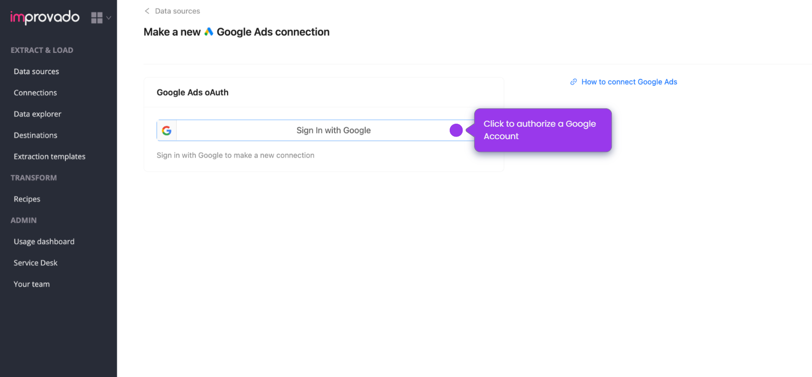 Interface do Improvado
