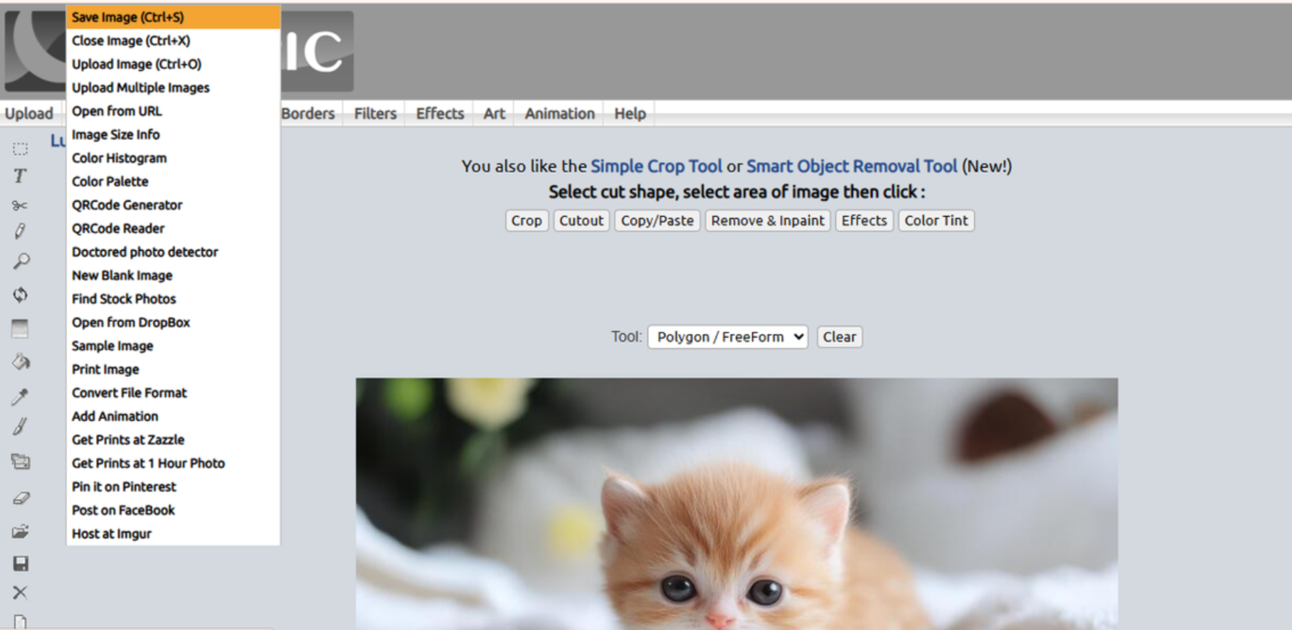 Stahování obrázků z LunaPic online editor fotografií