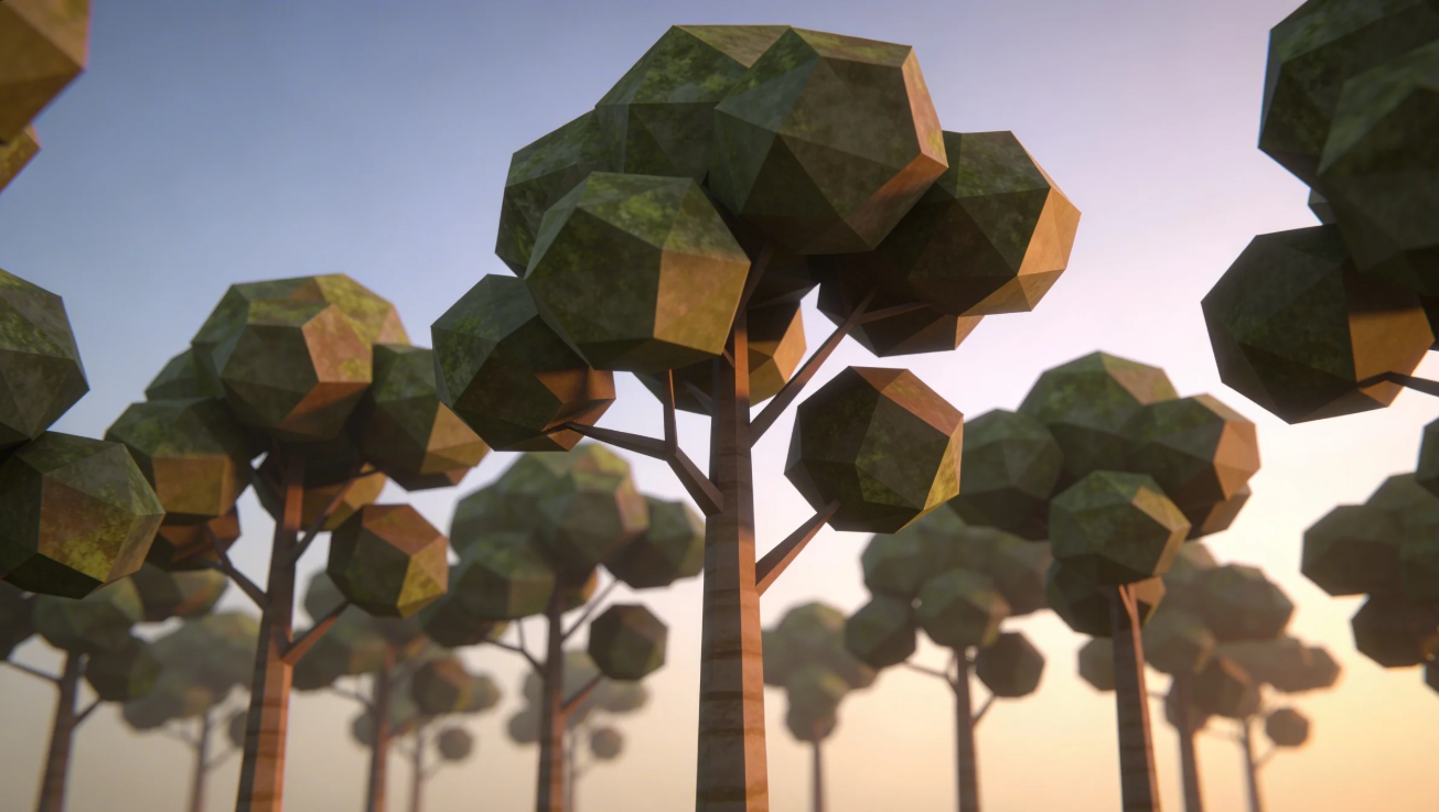 3D low-poly tree image trabalhos
