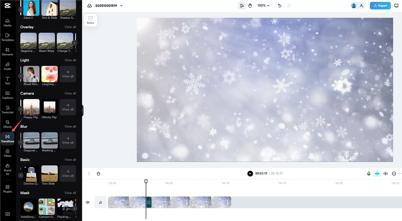 Adicionar Transição ao Loop de Vídeo