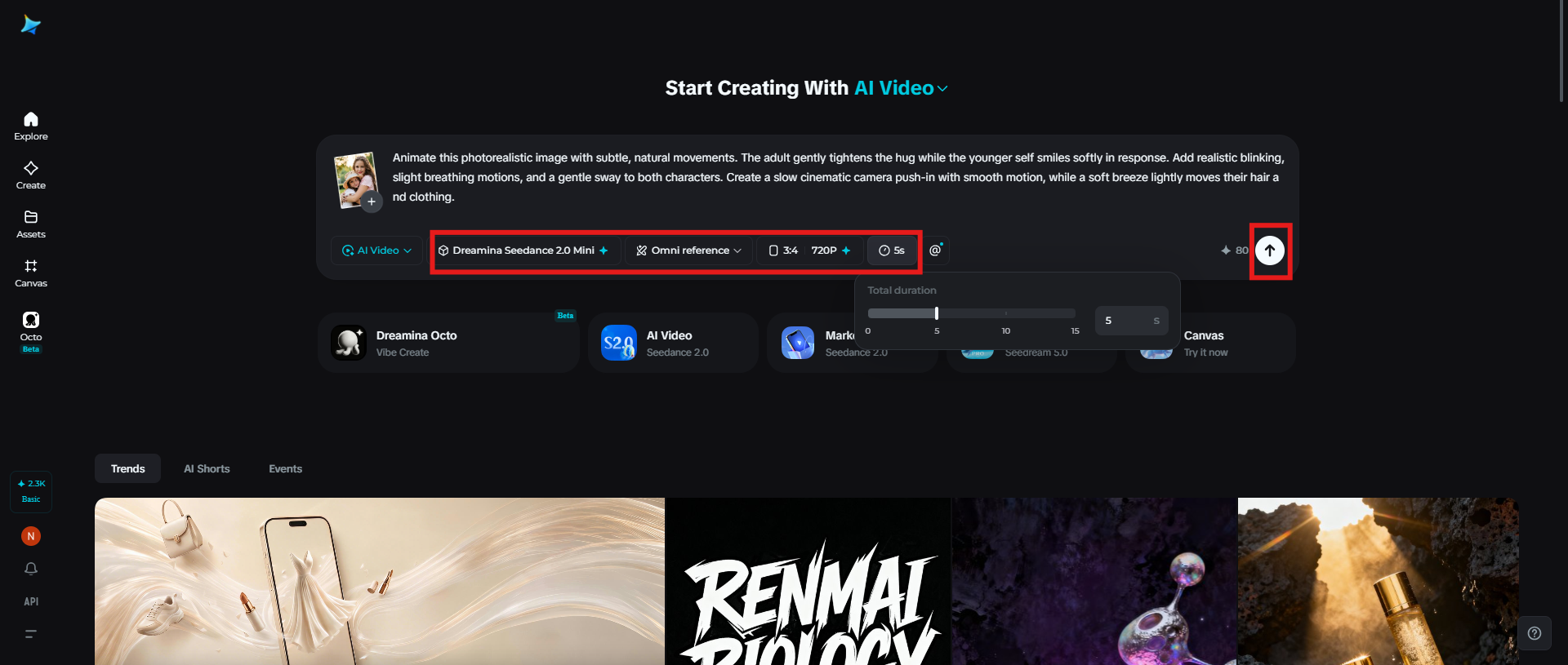 Adjust settings and generate