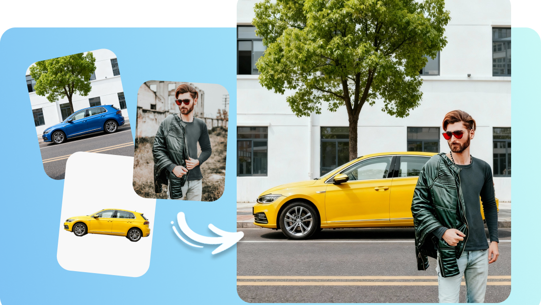 AI image replace with multi-image fusion