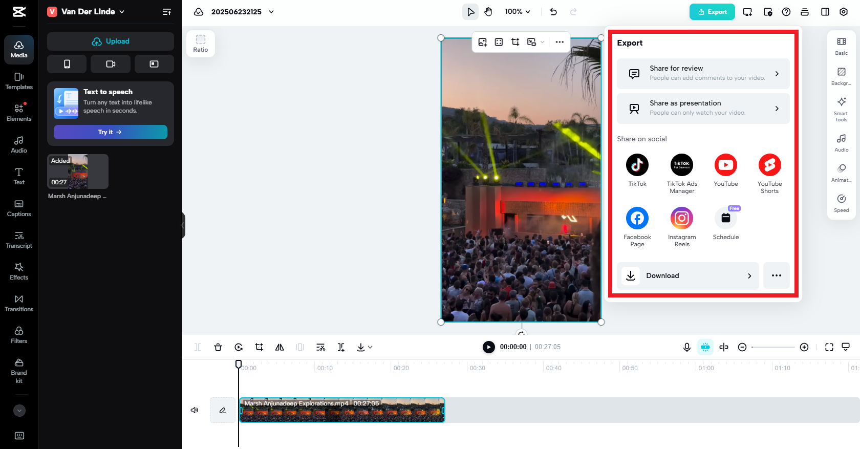 Export your TikTok content