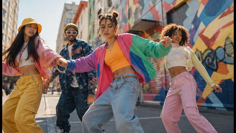 Trend 2024 Video - bunter Streetfashion-Tanzmoment der frühen 2020er Jahre