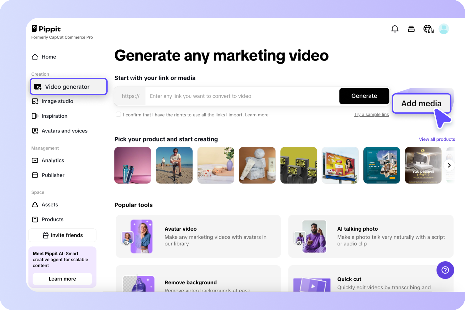 Go to  the video generator