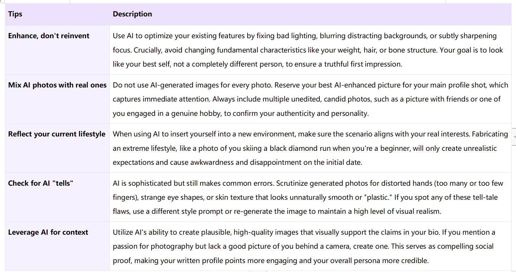 AI generated dating profiles