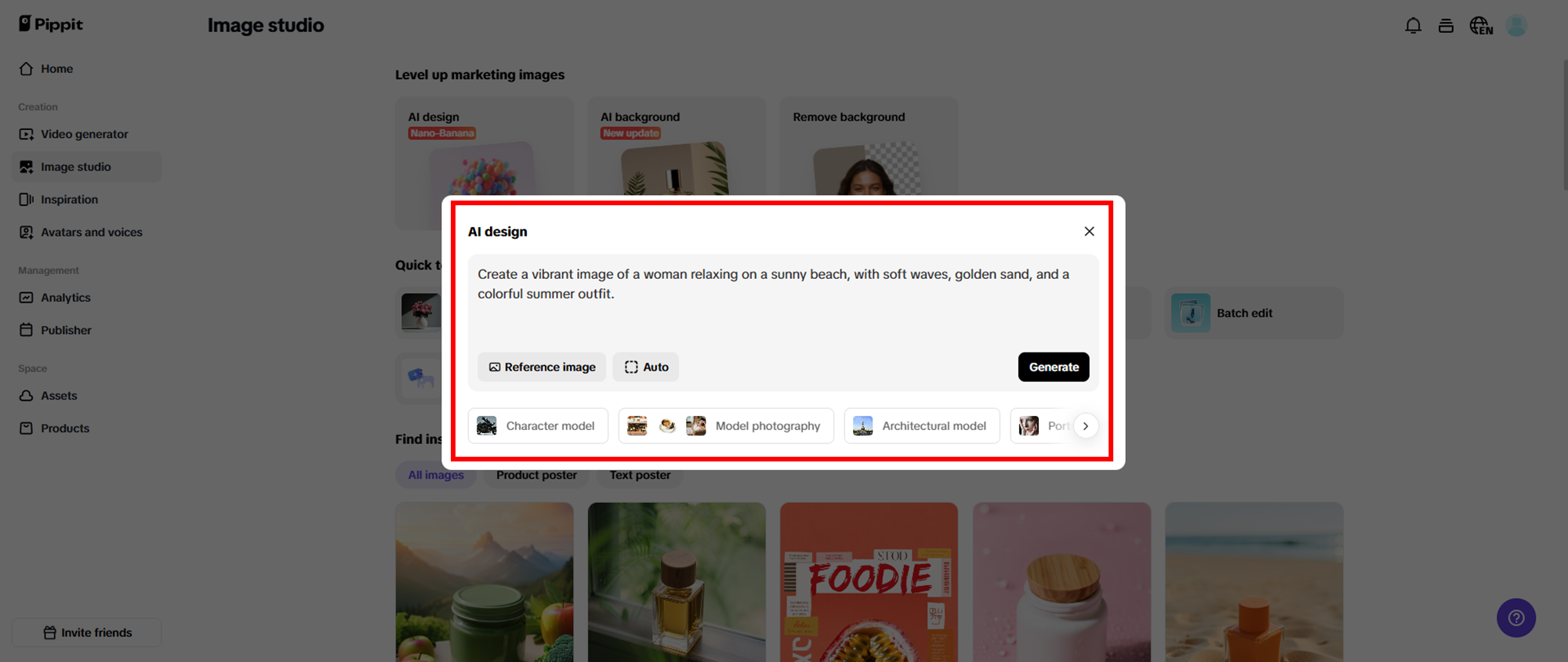 Enter prompts and generate