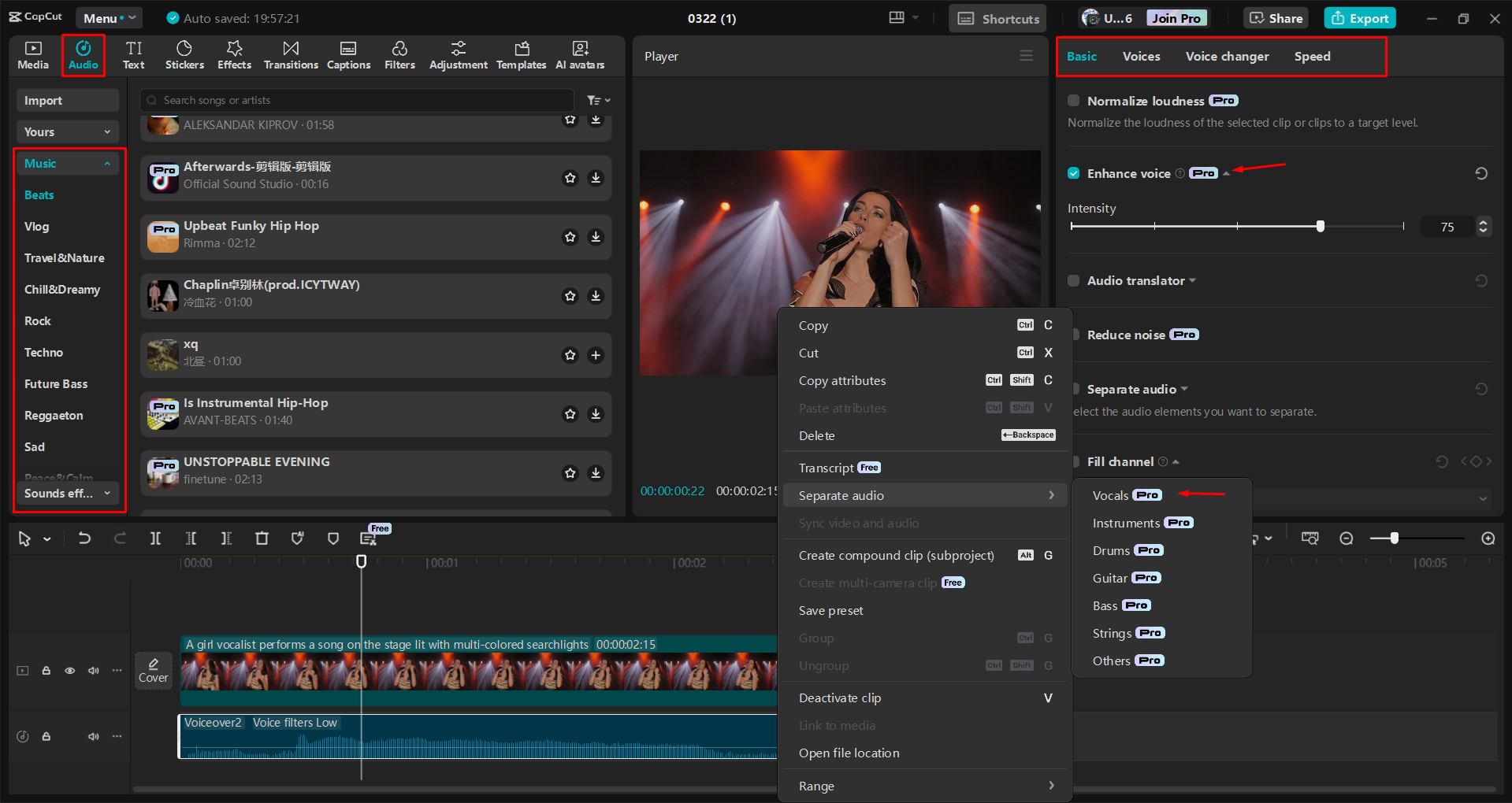 Hinzufügen und Verfeinern von Musik in Videos mit dem CapCut Desktop-Video-Editor
