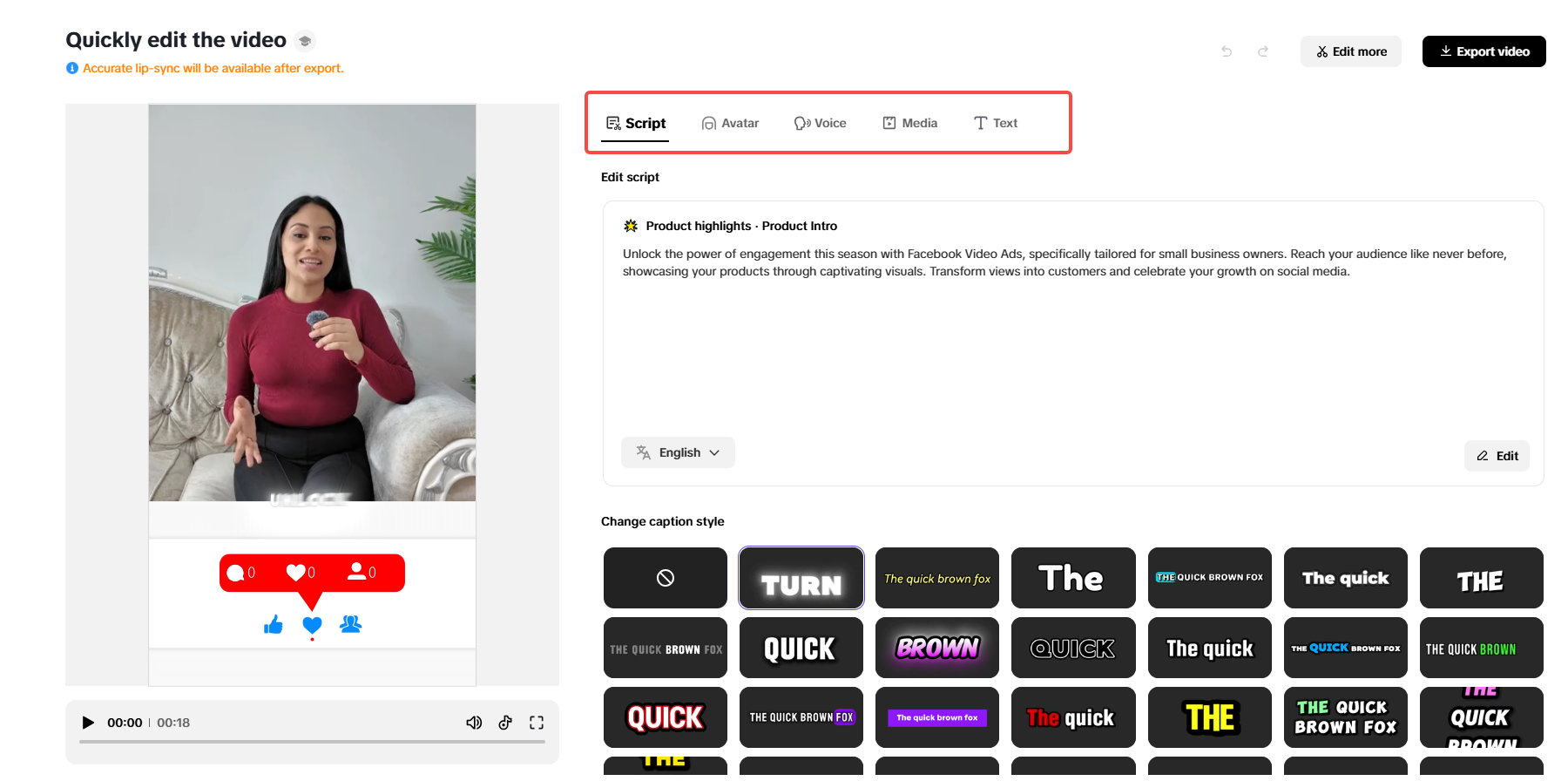 Deixe que a IA crie e edite o vídeo do seu anúncio
