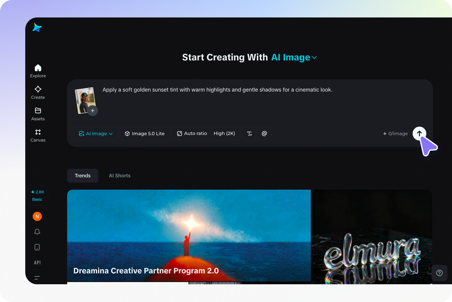 Upload image and write color tint prompt