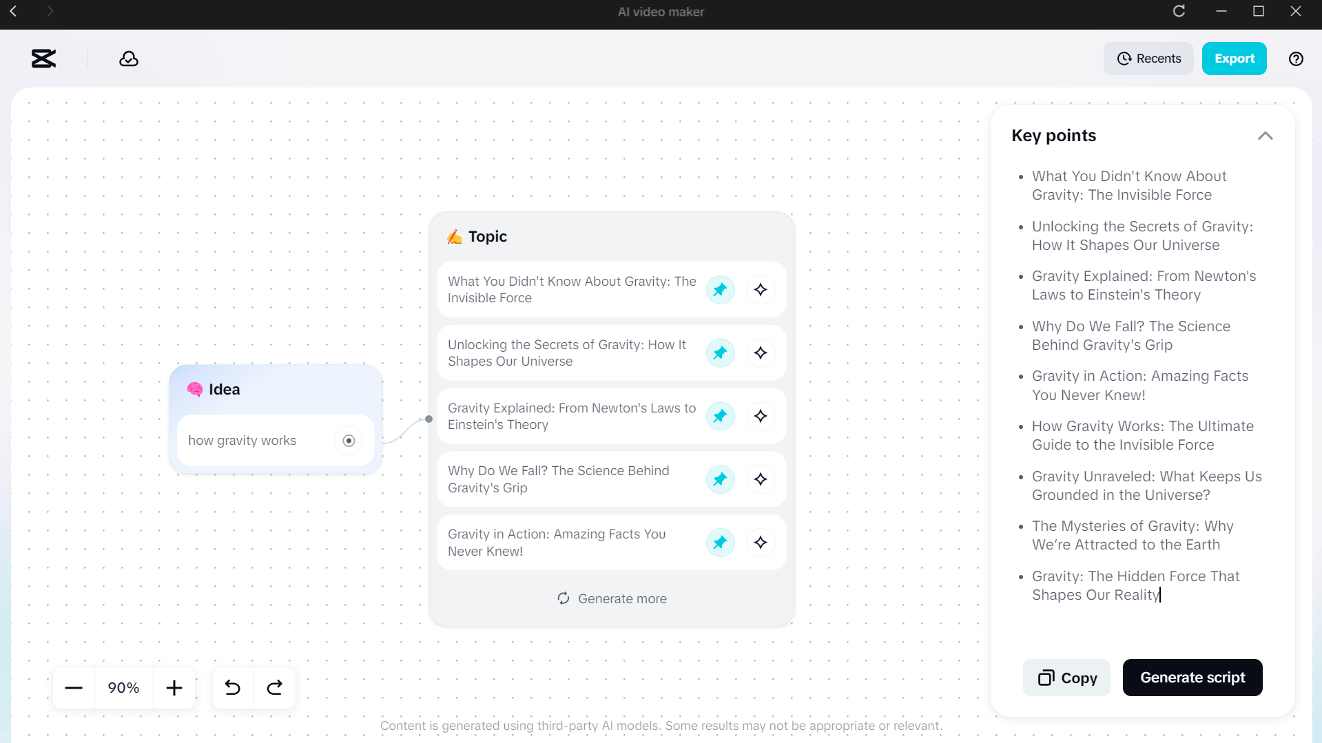 Usando o brainstorm do CapCut com a IA ferramenta