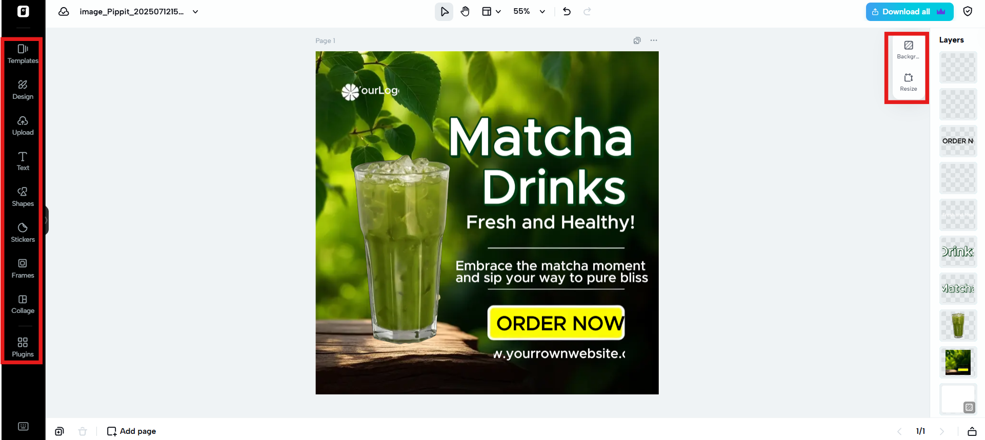 Further customize the poster in image editor