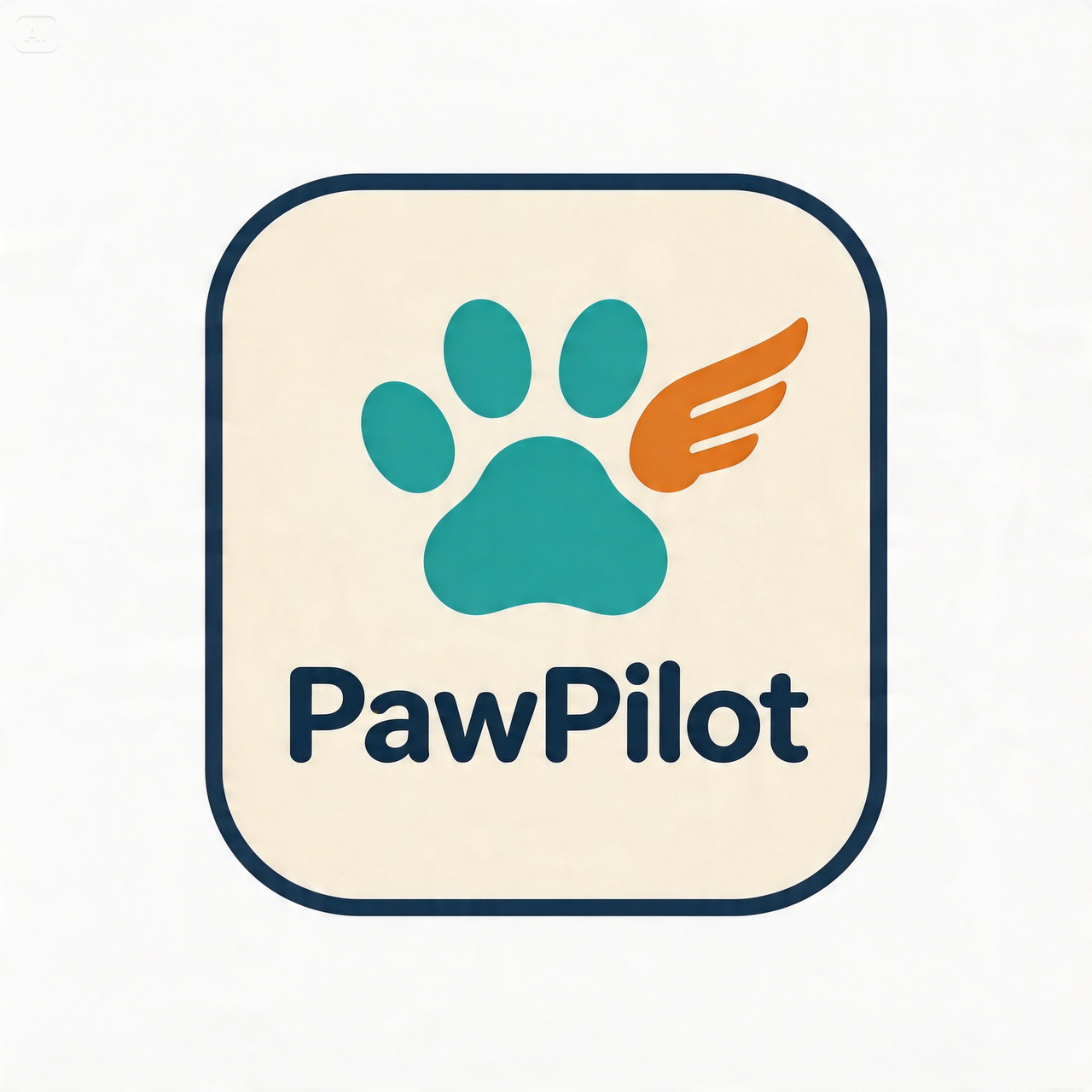 Dreamina PawPilot app badge logo concept with paw and aviation-inspired mark