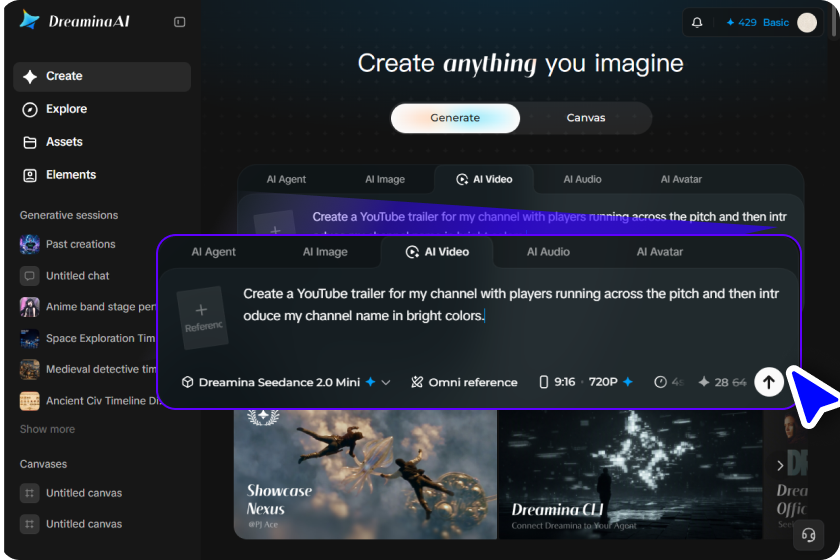  A screenshot of Dreamina dashboard
