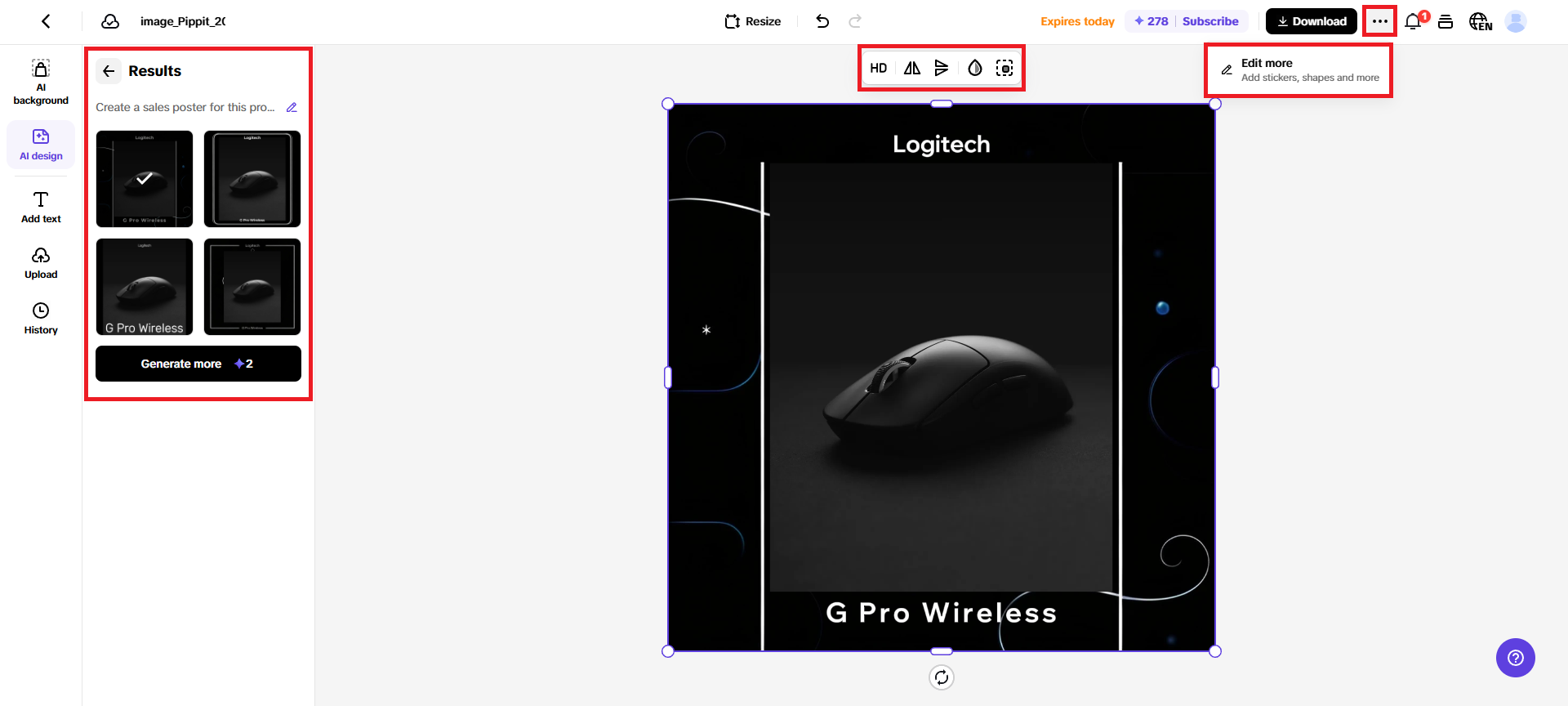 Edit your generated poster