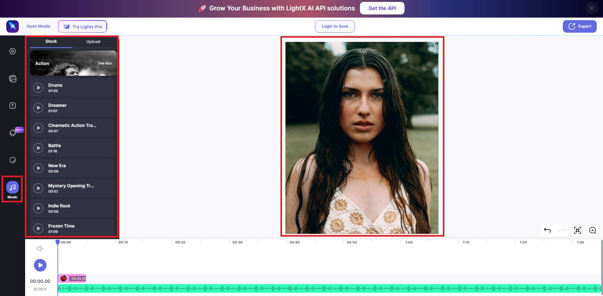 Upload photo & choose music