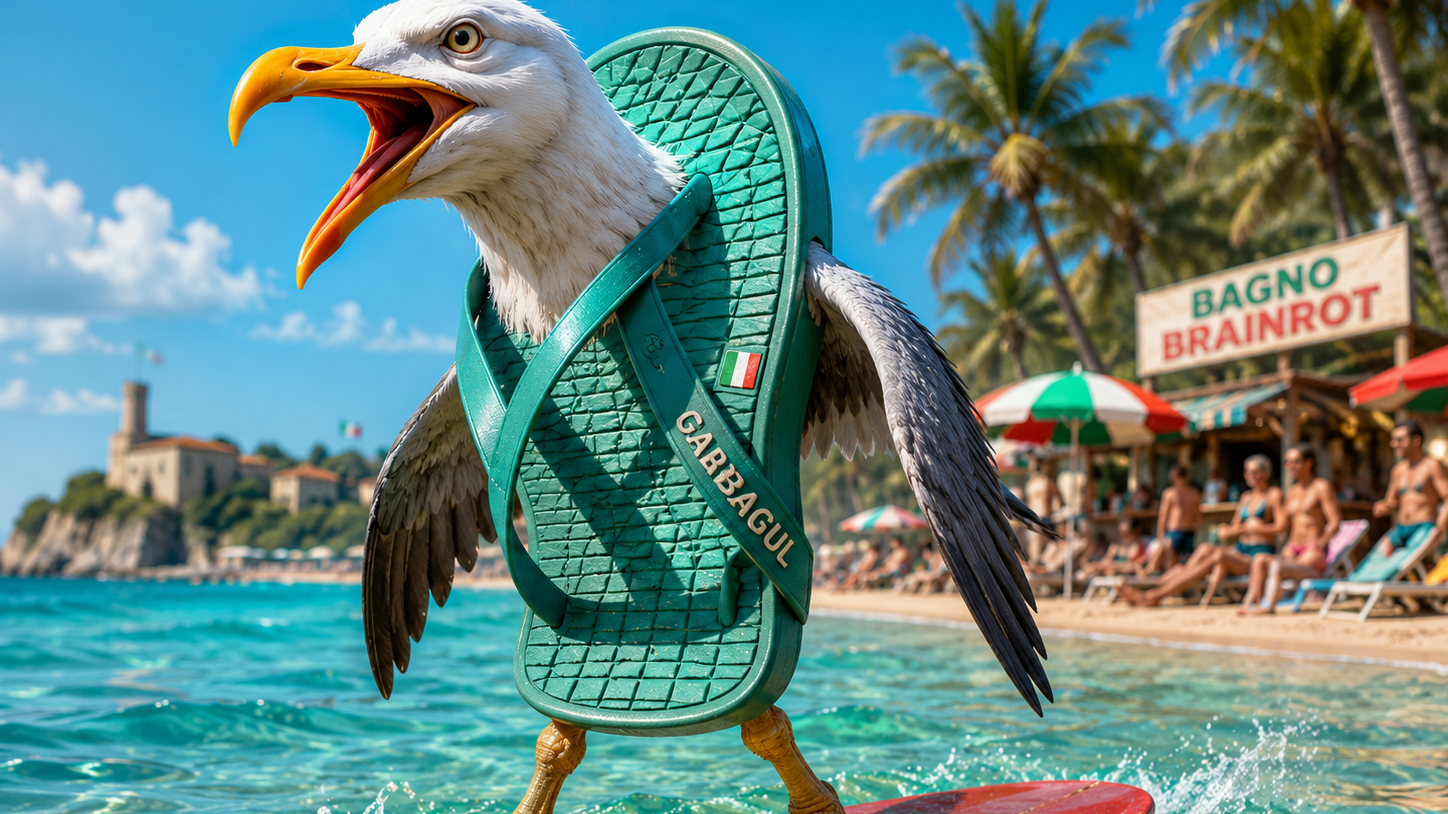 Aufforderung für ein Beach-Brainrot-Charakter-Mashup