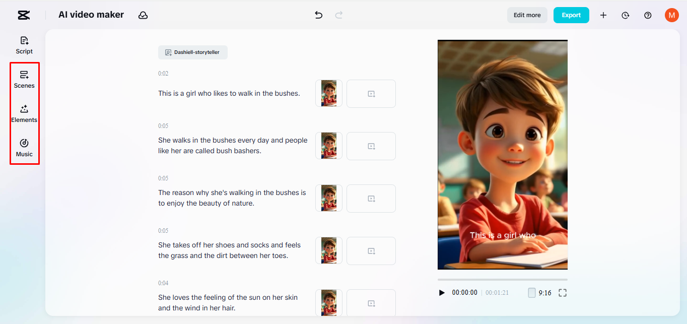 Customizing the video on CapCut Web