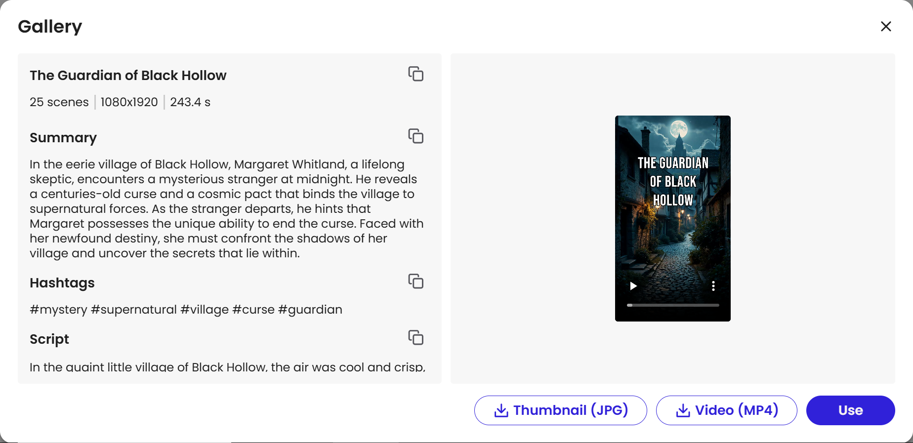 Choose from your mootion gallery