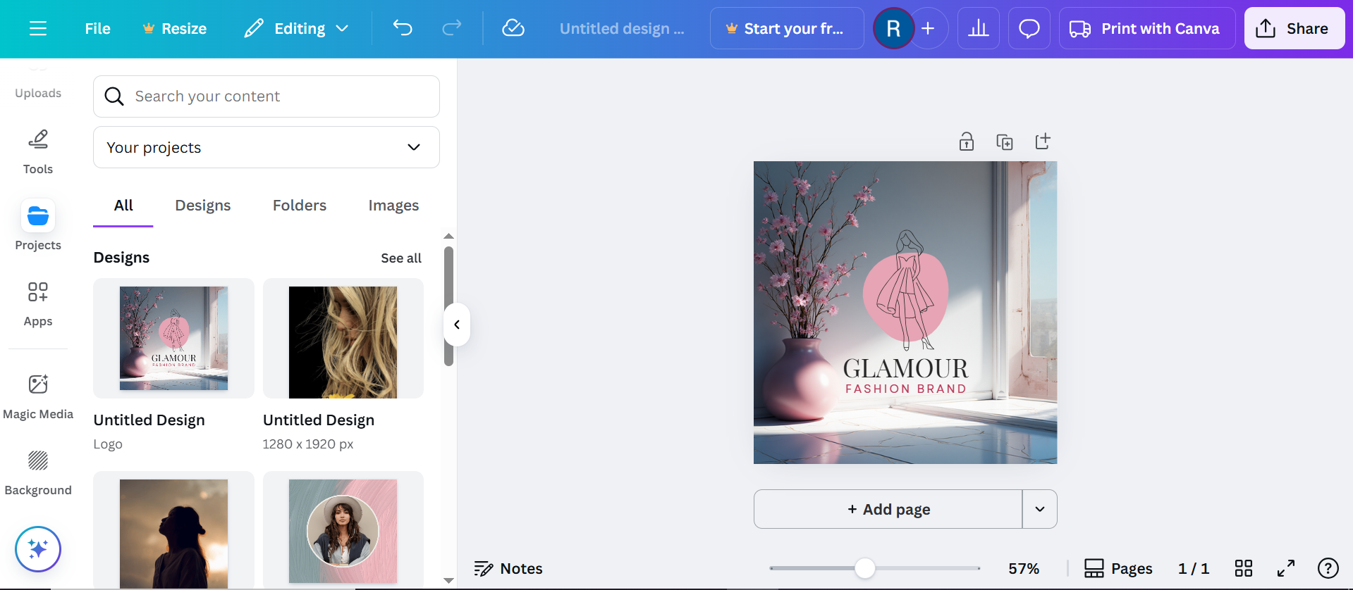 Canva to modify clothing logo templates