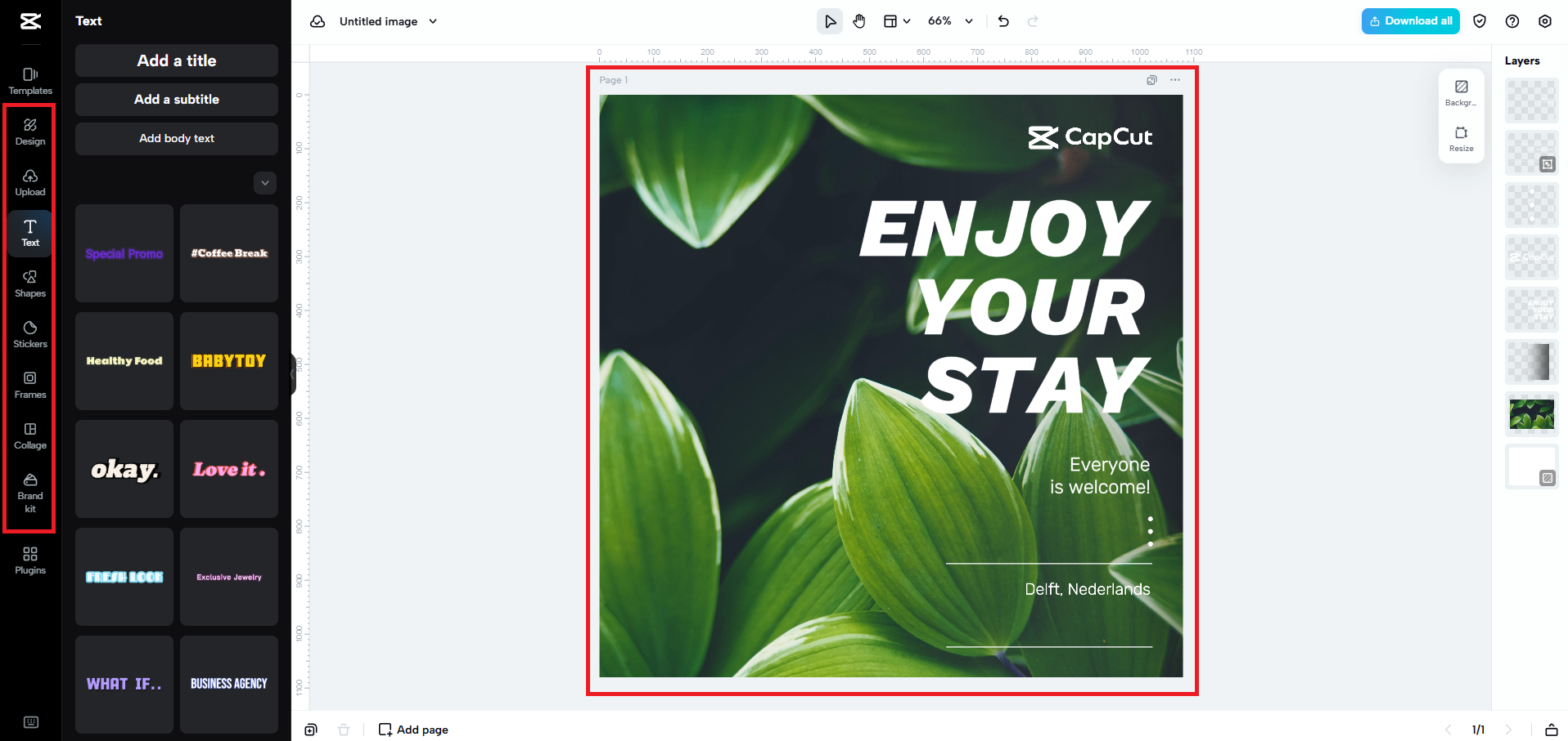 Replace text and images with your own custom ones