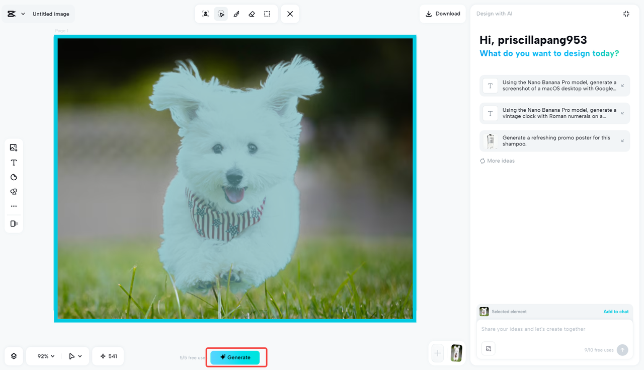 Select the areas of the image to remove